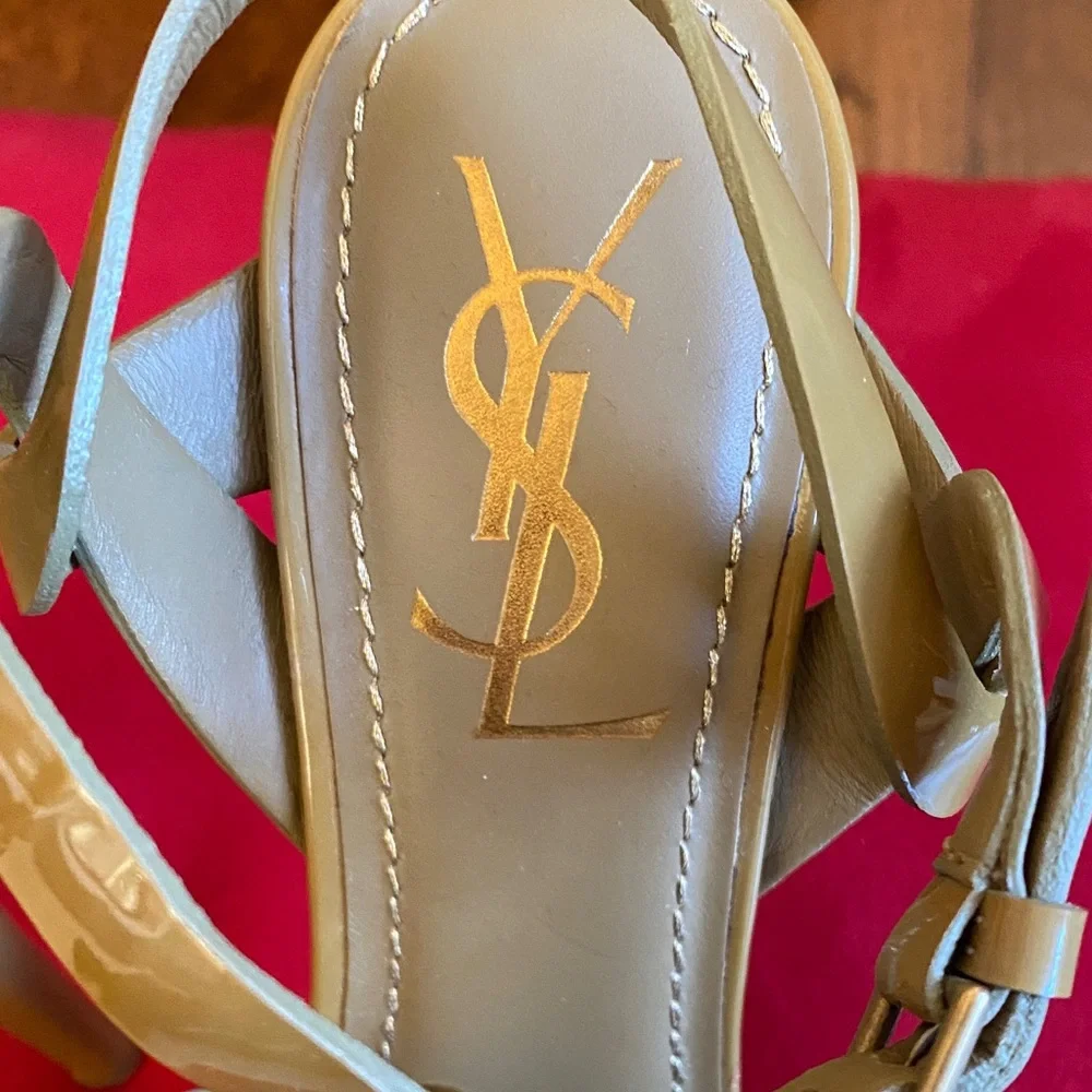 Yves Saint Laurent Beige Strappy Platform Heels NWOT - Picture 3 of 11